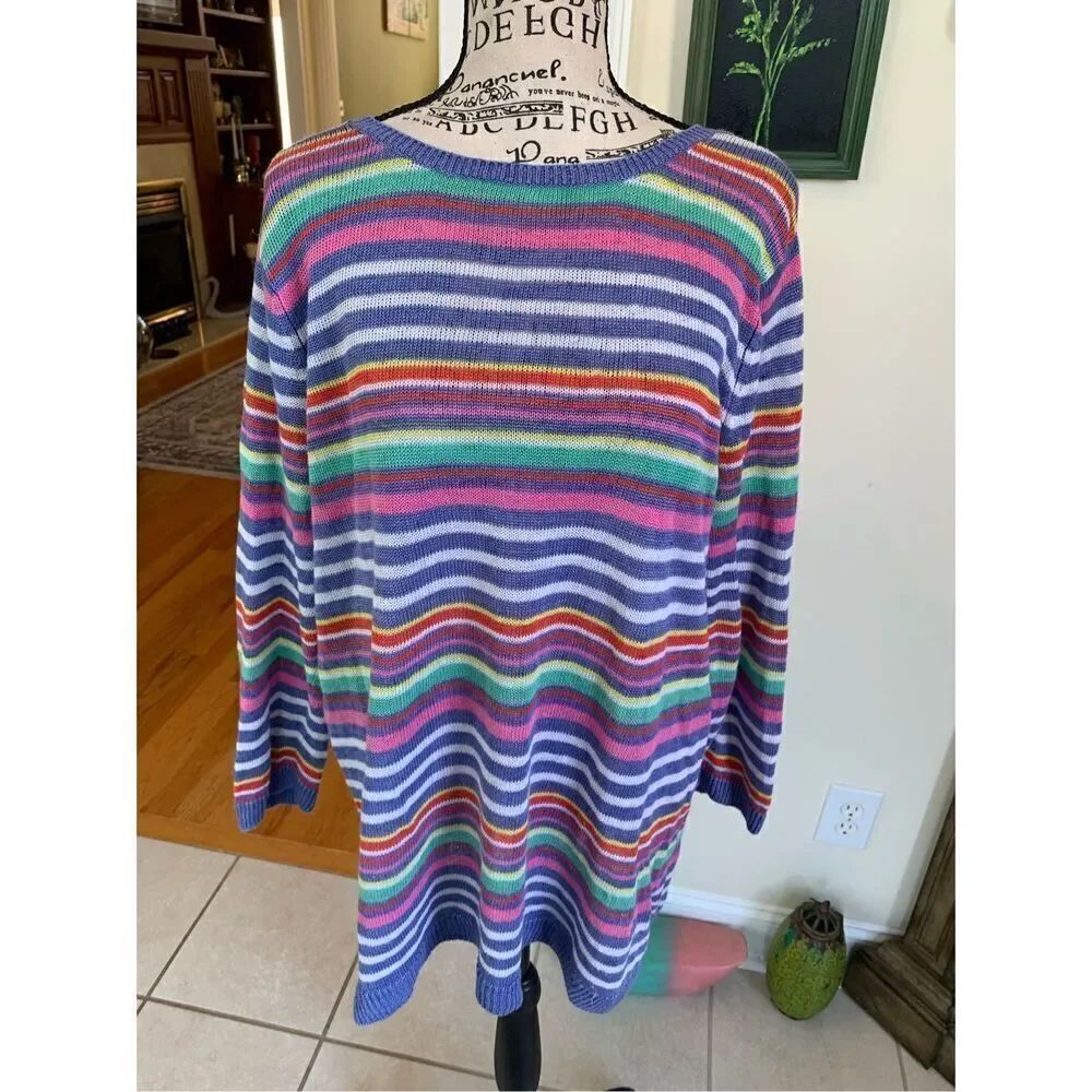 Talbot’s PETUNIA STRIPE LINEN CREWNECK SWEATER